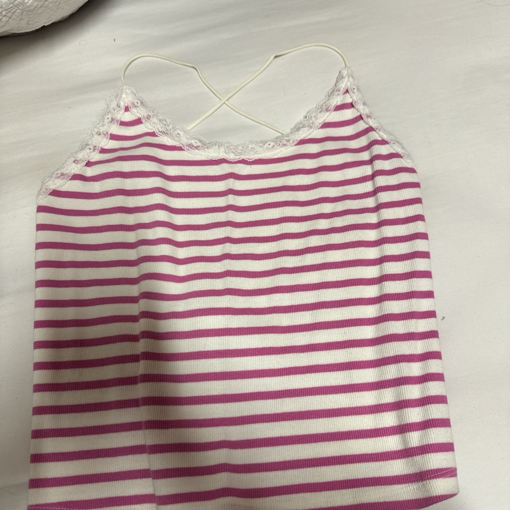American Eagle Outfitters Pink and White Striped Chemise